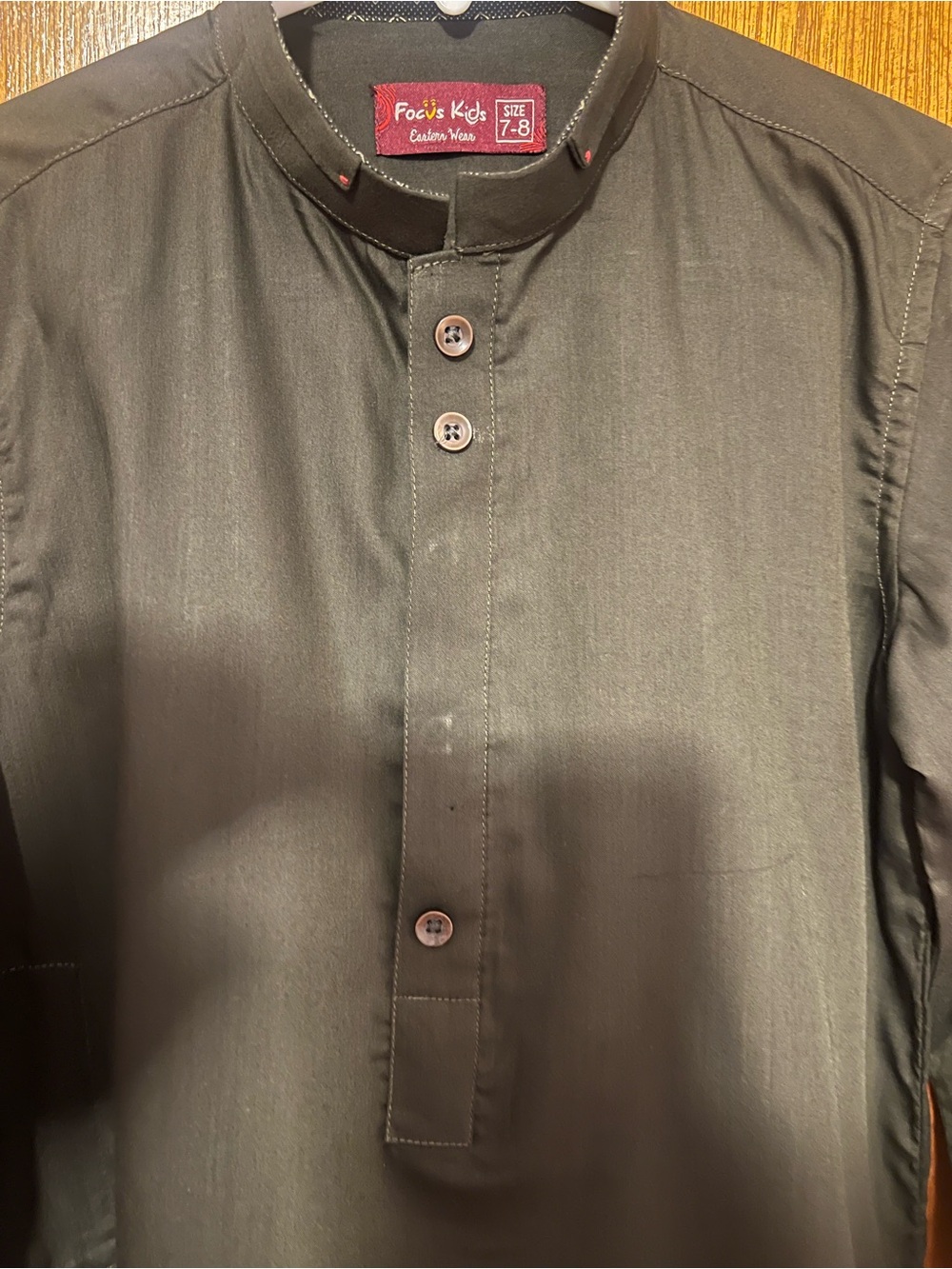Focus Kids Dark Olive Boys Kurta Top and trouzer